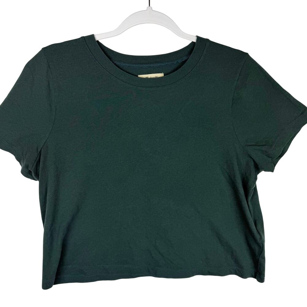 Madewell Crop Baby Tee Top Short Sleeve Crewneck Women Smsll Hunter Forest Green